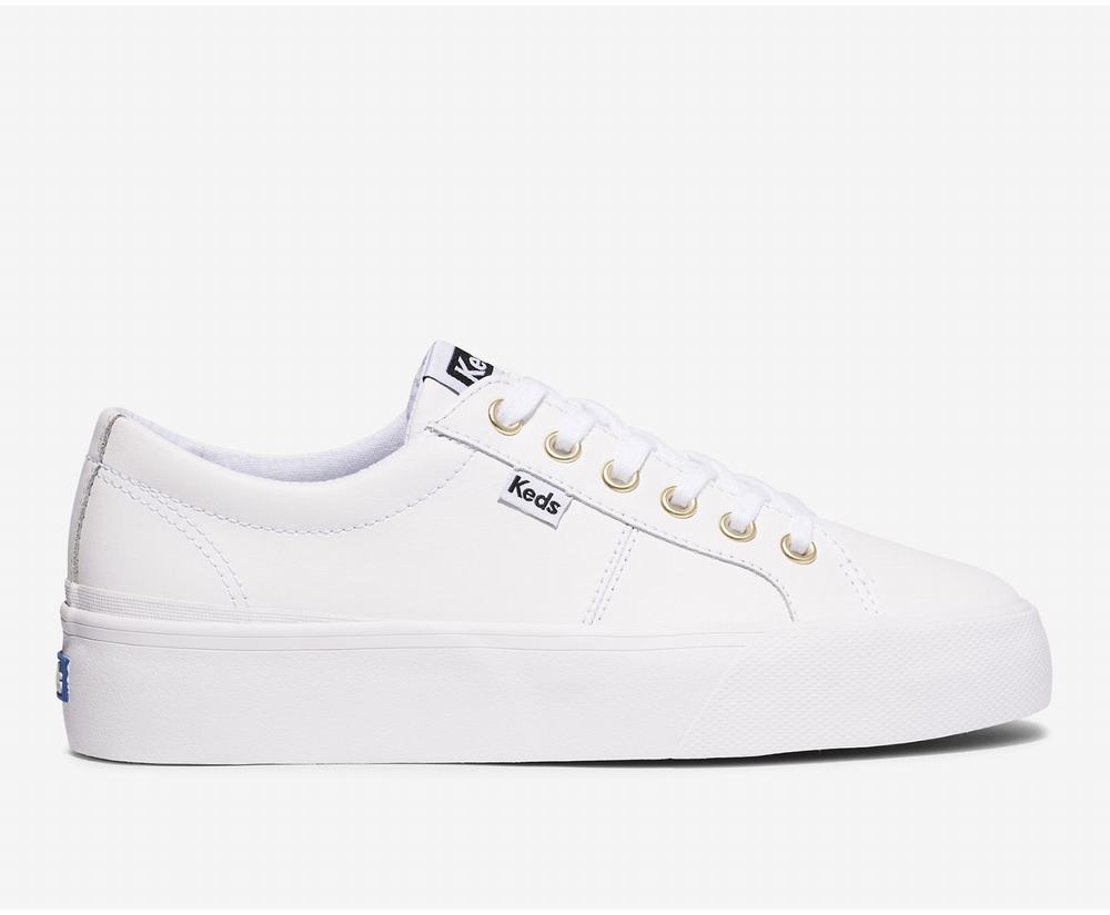 Women's Keds Jump Kick Duo Leather Sneakers White 2946538VN - South Africa